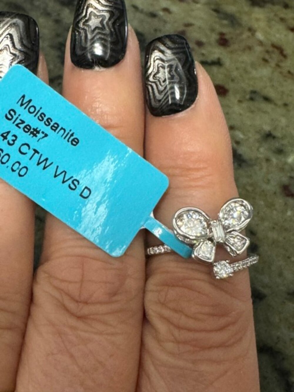 925 Sterling Silver 1.43 CT Stunning Moissanite Butterfly Ring - Size 7 NWT
